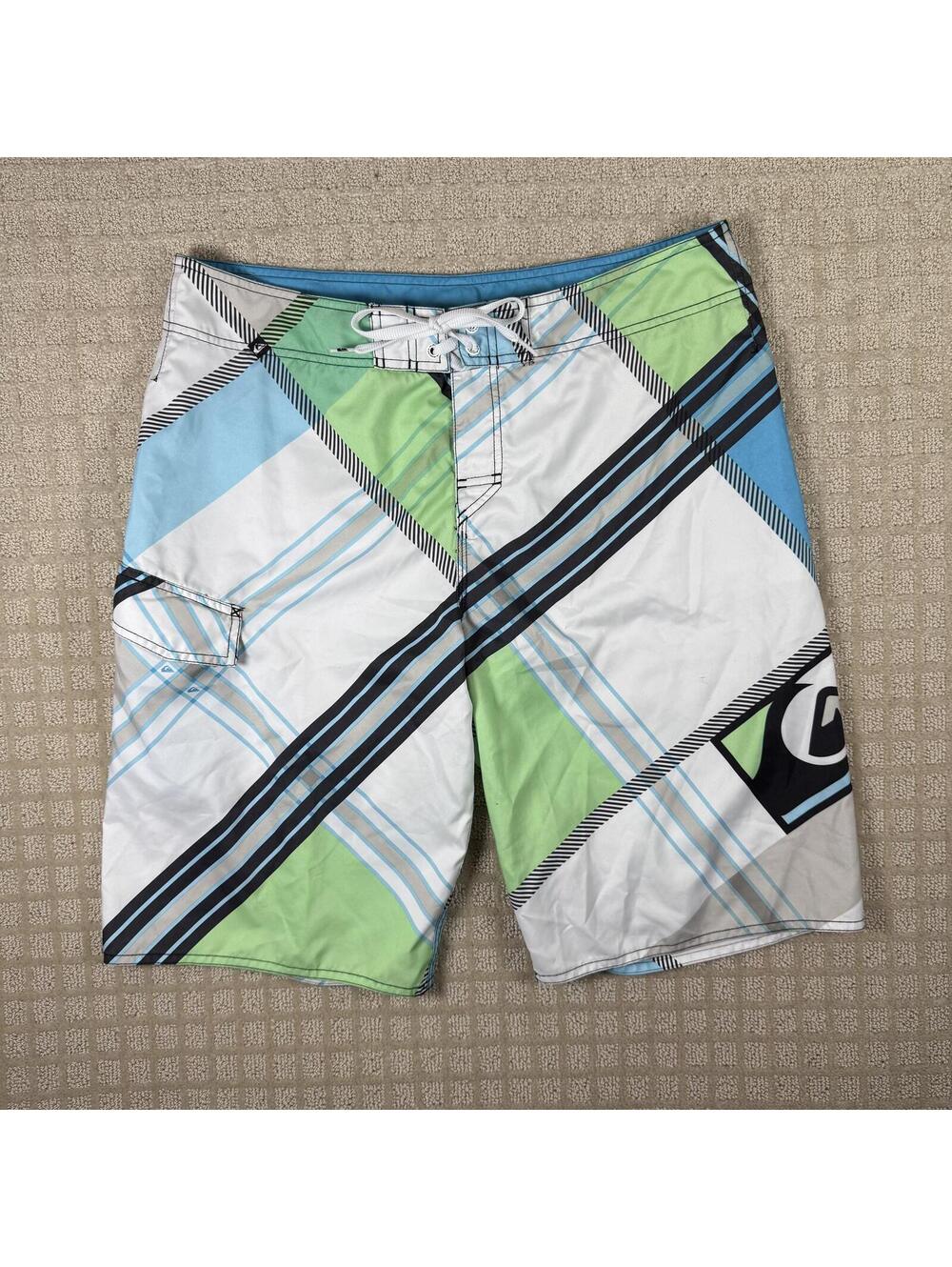 Quiksilver Plaid Board Shorts Mens Size 36 Surf Swim